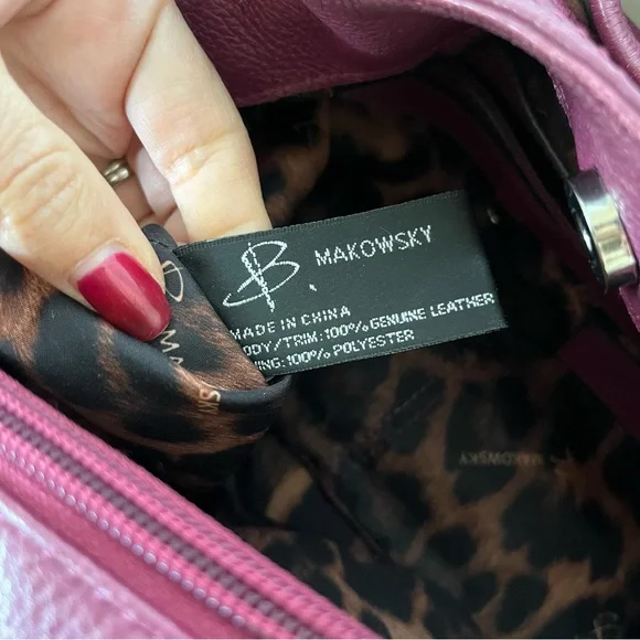 B. Makowsky Purple Leather Hobo Shoulder Bag - Picture 9 of 13